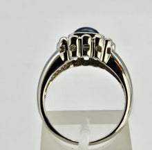 Load image into Gallery viewer, 1324: Vintage: Statement 9ct White Gold Star Sapphire Diamonds Cocktail Ring- rare and very fine example