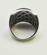 Load image into Gallery viewer, 6330 Vintage: 9ct White Gold Large Greek Key Natural Sparkling Diamonds Statement Ring