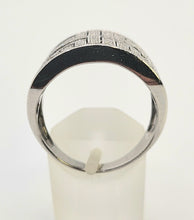 Load image into Gallery viewer, 6330 Vintage: 9ct White Gold Large Greek Key Natural Sparkling Diamonds Statement Ring