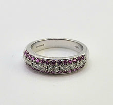 Load image into Gallery viewer, 1110: Vintage: 18ct White Gold Pink Rubies Diamonds Tiered Half-Eternity Ring- Simply gorgeous