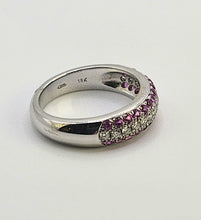Load image into Gallery viewer, 1110: Vintage: 18ct White Gold Pink Rubies Diamonds Tiered Half-Eternity Ring- Simply gorgeous