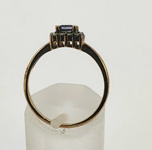 Load image into Gallery viewer, 1043: Vintage 9ct Gold Yellow Diamonds Cushion Cut Iolite Dress Ring