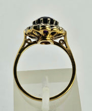 Cargar imagen en el visor de la galería, 1056: Vintage: 18ct Gold Deep Purple Amethyst 12 Diamonds Cluster Ring- Date-Mark 1963