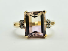 Cargar imagen en el visor de la galería, 1329: Vintage: 9ct Gold Emerald Cut Ametrine Diamonds Cocktail Ring