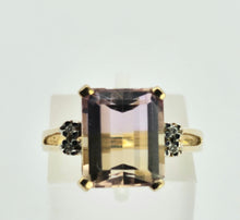 Cargar imagen en el visor de la galería, 1329: Vintage: 9ct Gold Emerald Cut Ametrine Diamonds Cocktail Ring