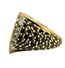 Load image into Gallery viewer, 1298::Vintage: Dramatic 9ct Gold 38 Black 7 White Diamonds Statement Ring - wow factor