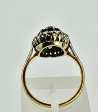 Load image into Gallery viewer, 1071: Vintage: 18ct Gold Platinum Amethyst Diamonds Cluster Ring