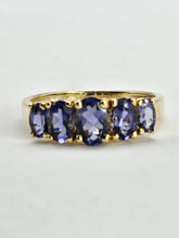 Load image into Gallery viewer, 6324 Vintage: Rare 9ct Gold Iolites 5 Stone Dress/Stacker Ring