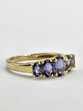 Load image into Gallery viewer, 6324 Vintage: Rare 9ct Gold Iolites 5 Stone Dress/Stacker Ring
