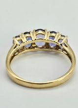 Load image into Gallery viewer, 6324 Vintage: Rare 9ct Gold Iolites 5 Stone Dress/Stacker Ring