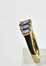 Load image into Gallery viewer, 6324 Vintage: Rare 9ct Gold Iolites 5 Stone Dress/Stacker Ring