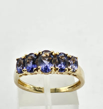 Load image into Gallery viewer, 6324 Vintage: Rare 9ct Gold Iolites 5 Stone Dress/Stacker Ring