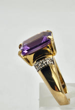 Load image into Gallery viewer, 6337 Vintage: 9ct Gold Large Emerald Cut Amethyst Glacier Topaz Cocktail Ring