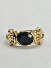 Cargar imagen en el visor de la galería, 1323: Vintage: 9ct Gold Australian Blue Sapphire Art Deco Style Ring