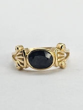 Cargar imagen en el visor de la galería, 1323: Vintage: 9ct Gold Australian Blue Sapphire Art Deco Style Ring