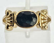 Cargar imagen en el visor de la galería, 1323: Vintage: 9ct Gold Australian Blue Sapphire Art Deco Style Ring