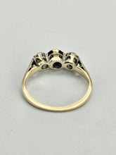 Cargar imagen en el visor de la galería, 1017: Vintage/Antique: 18ct Gold Platinum Set Blue Sapphire (0.65ct) Diamonds (0.30ct) Ring