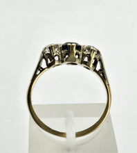 Cargar imagen en el visor de la galería, 1017: Vintage/Antique: 18ct Gold Platinum Set Blue Sapphire (0.65ct) Diamonds (0.30ct) Ring