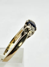 Cargar imagen en el visor de la galería, 1017: Vintage/Antique: 18ct Gold Platinum Set Blue Sapphire (0.65ct) Diamonds (0.30ct) Ring