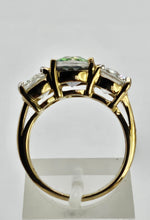 Load image into Gallery viewer, 6338 Vintage: Statement: 9ct Gold Caribbean Topaz Glacier Topaz Trilogy Ring
