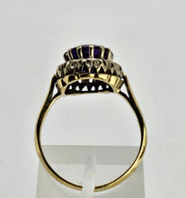 Cargar imagen en el visor de la galería, 0405: Vintage: 18ct Gold & Deep Purple Amethyst 12 Diamonds Cluster Ring