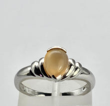 Load image into Gallery viewer, 1049: Vintage: 9ct White Gold Cabochon Cut Opal Solitaire Ring