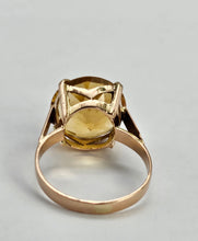 Load image into Gallery viewer, 6318: Vintage: Egyptian 9ct Gold Round Cut Yellow Citrine Ring- rare beauty