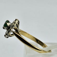 Load image into Gallery viewer, 1061: Vintage: 18ct Gold Emerald Diamonds Flower Head Ring- From 1975