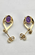 Load image into Gallery viewer, 0746: Vintage: Elegant Earrings; 9ct Gold Amethyst Drop Studs