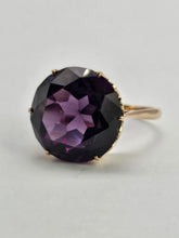 Load image into Gallery viewer, 6317 Vintage: 9ct Rose Gold Round Cut Purple Sapphire Solitaire Ring