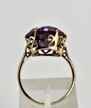 Load image into Gallery viewer, 6317 Vintage: 9ct Rose Gold Round Cut Purple Sapphire Solitaire Ring