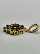 Load image into Gallery viewer, 0902: Vintage: 9ct Mixed Gold Garnets Diamonds Pendant- lovely symmetry, nice weight