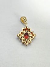 Load image into Gallery viewer, 0902: Vintage: 9ct Mixed Gold Garnets Diamonds Pendant- lovely symmetry, nice weight