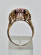 Cargar imagen en el visor de la galería, 0778: Vintage: 14ct Gold Large Emerald Cut Pink Sapphire Cocktail Ring- Pink statement,