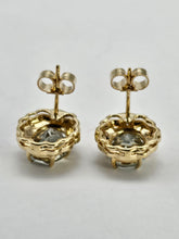 Load image into Gallery viewer, 0780: Vintage: 9ct Gold Praisiolite (Green Amethyst) Diamonds Earrings