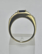 Cargar imagen en el visor de la galería, 1119: Vintage; 9ct Gold Blue Sapphire Diamonds Ring- hallmarked in London