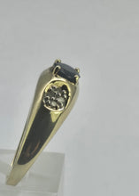 Cargar imagen en el visor de la galería, 1119: Vintage; 9ct Gold Blue Sapphire Diamonds Ring- hallmarked in London