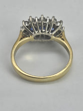 Load image into Gallery viewer, 6334: Vintage: 18ct Gold Cornflower Blue Sapphires 16 Diamonds Dress Ring- exquisite example. date mark 1992