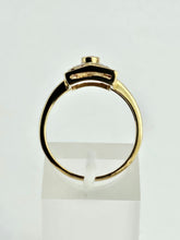 Cargar imagen en el visor de la galería, 1084: Vintage: 9ct Gold Art Deco Style Rubies Diamonds Ring- geometric beauty