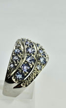Cargar imagen en el visor de la galería, 1103: Vintage: : 9ct White Gold Tanzanites Statement Cocktail Ring- Fabulous