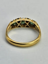 Cargar imagen en el visor de la galería, 1207: Vintage: 18ct Gold Tsavorites (Green Garnets) Diamonds Dress Ring- a rare find, exquisite combination