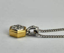 Load image into Gallery viewer, 1209: Vintage: 18ct Yellow & White Gold Necklace Hexagonal Diamonds Pendant -