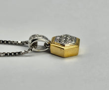 Load image into Gallery viewer, 1209: Vintage: 18ct Yellow & White Gold Necklace Hexagonal Diamonds Pendant -