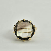 Cargar imagen en el visor de la galería, 1394: Vintage: 9ct Gold Round Cut Quartz Statement Cocktail Ring- Date-Mark 1967