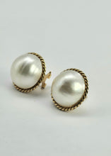 Load image into Gallery viewer, 1402: Vintage: 9ct Gold Large Cultured Pearl Stud/Clip Earrings- lovely and substantial