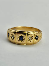 Cargar imagen en el visor de la galería, 1199b: Antique : Victorian 18ct Gold Sapphire Diamonds Ring- remarkable condition