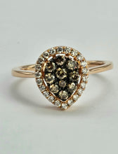 Cargar imagen en el visor de la galería, 1424: Vintage: Rare: 18ct Rose Gold Champagne White Diamonds Ring-totally sparkling beauty.