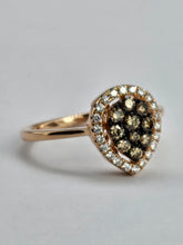 Cargar imagen en el visor de la galería, 1424: Vintage: Rare: 18ct Rose Gold Champagne White Diamonds Ring-totally sparkling beauty.