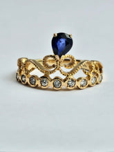 Cargar imagen en el visor de la galería, 1446: Vintage: Rare 18ct Rose Gold Sapphire Diamonds Tiara Ring- UPDATED