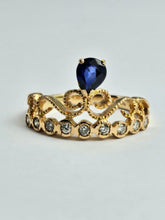 Cargar imagen en el visor de la galería, 1446: Vintage: Rare 18ct Rose Gold Sapphire Diamonds Tiara Ring- UPDATED